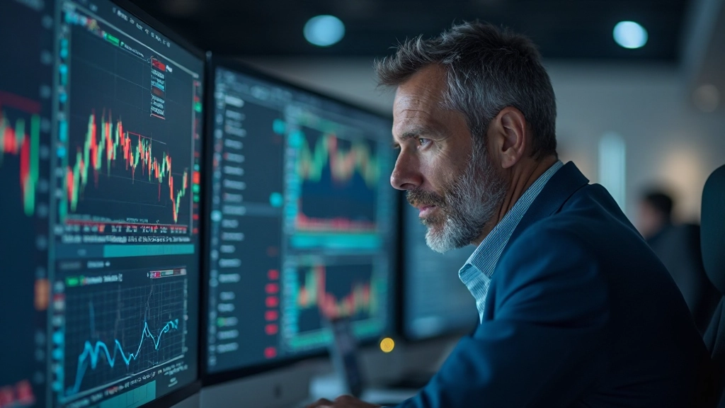 Trader analysiert technische Diagramme und Muster um zukünftige Preisbewegungen vorherzusagen