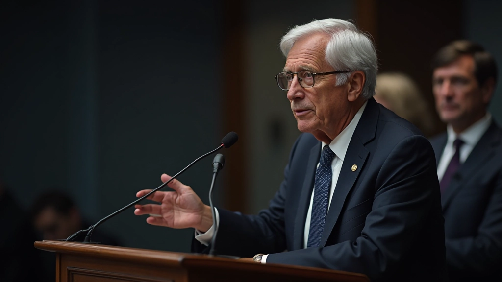 Pressekonferenz mit Zentralbankpräsident spricht zu Medien und Journalisten