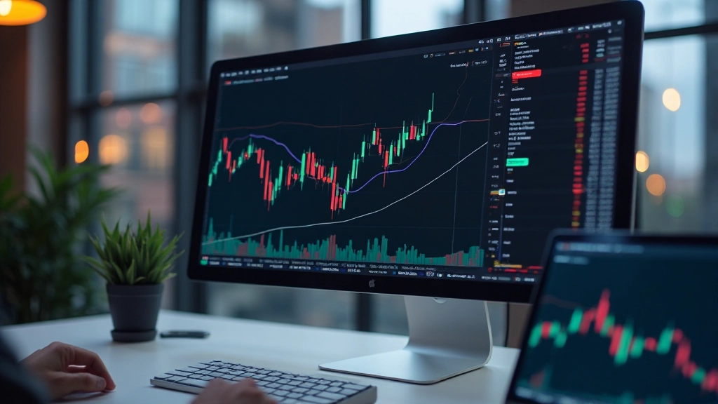 RSI Indikator Diagramm auf einem Handelsplattform-Monitor mit grünen und roten Linien