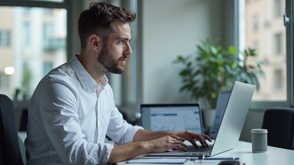 Datenanalyst untersucht komplexe Volatilitätsmetriken und Statistiken auf Monitoring-System