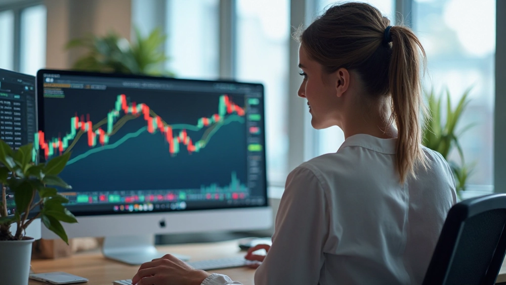 Professionelles Bild eines Finanzanalysten, der einen Aufwärtstrend auf Computerbildschirmen demonstriert und mit Kollegen diskutiert