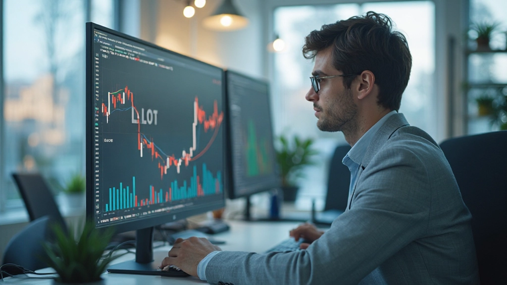 Bollinger Bänder und ATR-Indikatoren auf einem Echtzeit-Handelsbildschirm