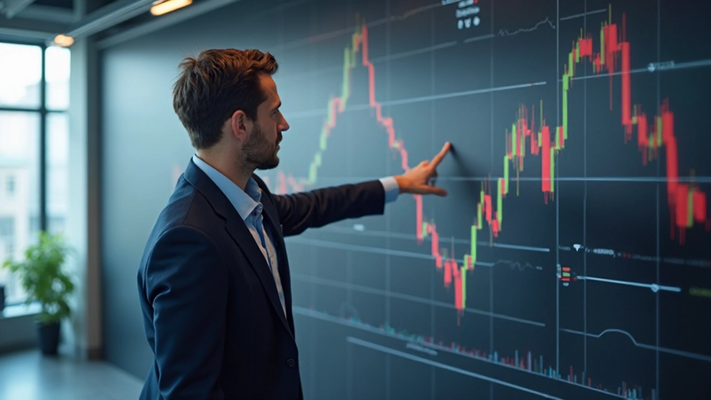 Börsendiagramm mit aufsteigenden und absteigenden Linien, Kerzenständer-Charts