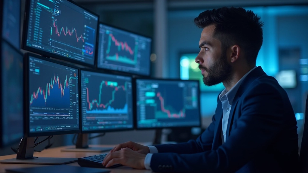 Digitale Blockchain-Netzwerk-Visualisierung mit leuchtenden blauen Verbindungen und Kryptowährungssymbolen