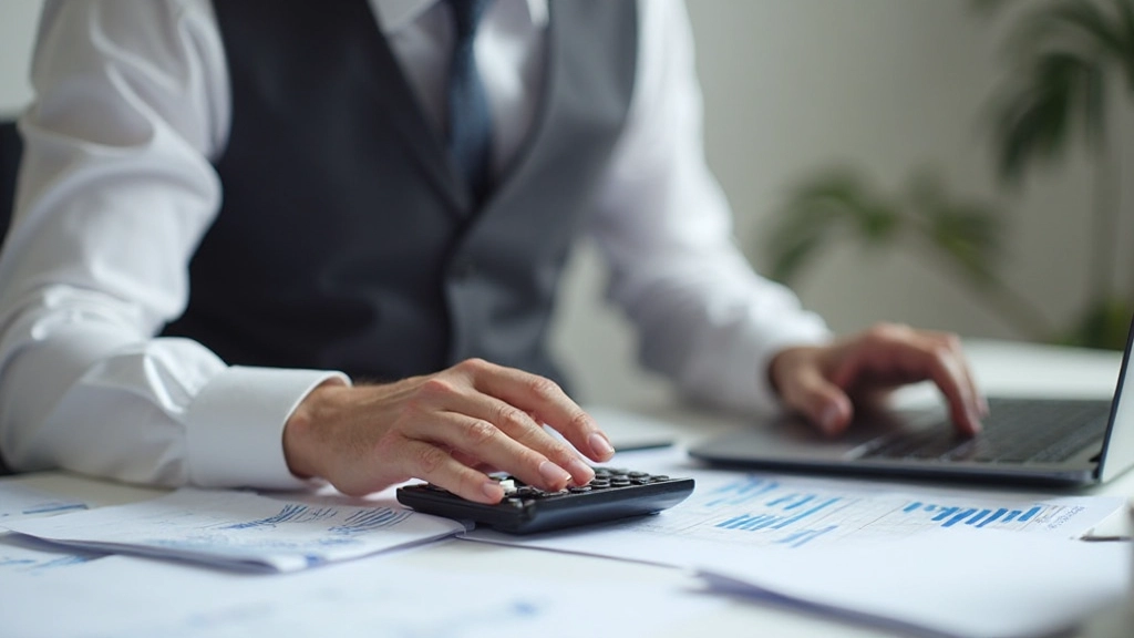 Grafische Darstellung von Kostenberechnungen mit Taschenrechner und Notizbuch auf Schreibtisch