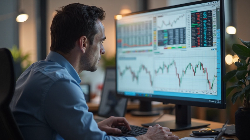 Bildschirm mit strukturiertem Handelsjournal-Spreadsheet, mehrere Spalten mit Handelsdetails und Grafiken, analytische Umgebung, professionelles Setup