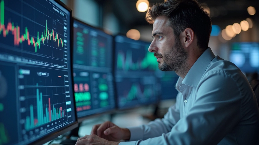 Trader bei der Überwachung von Marktbewegungen und wirtschaftlichen Nachrichten in Echtzeit