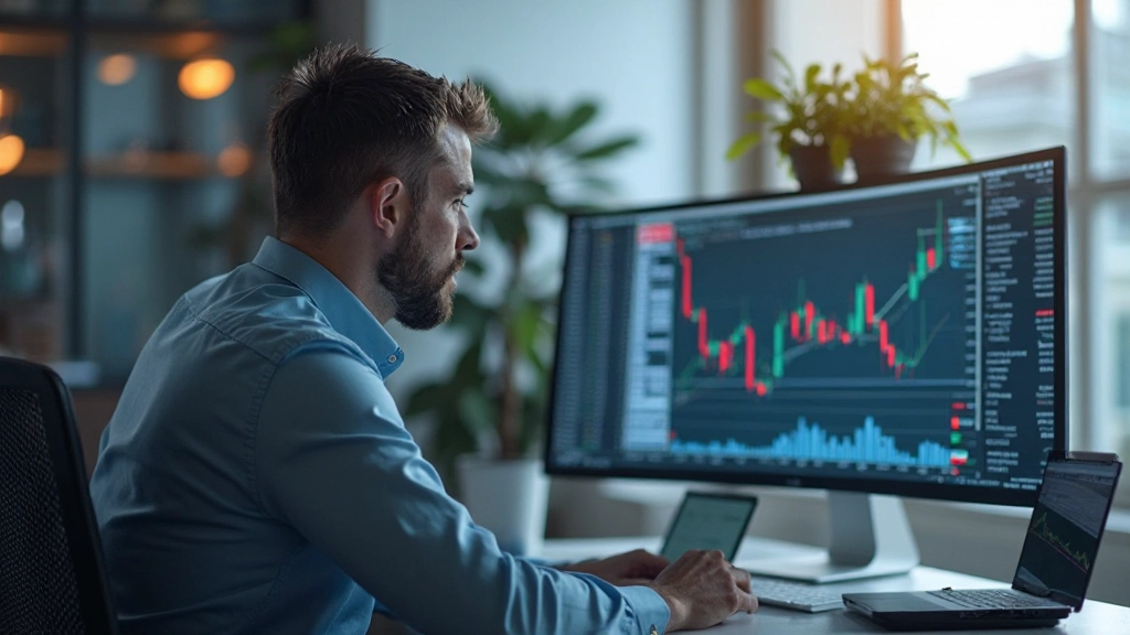 Handelsmonitor mit Fibonacci-Retracement-Linien auf Finanzdiagrammen