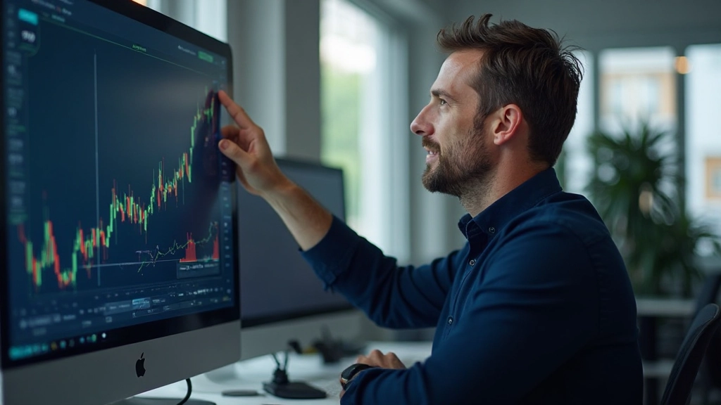 Finanzdiagramm zeigt aufwärts verlaufende Trendlinie mit steigenden Hochs und Tiefs auf Tradingplatform