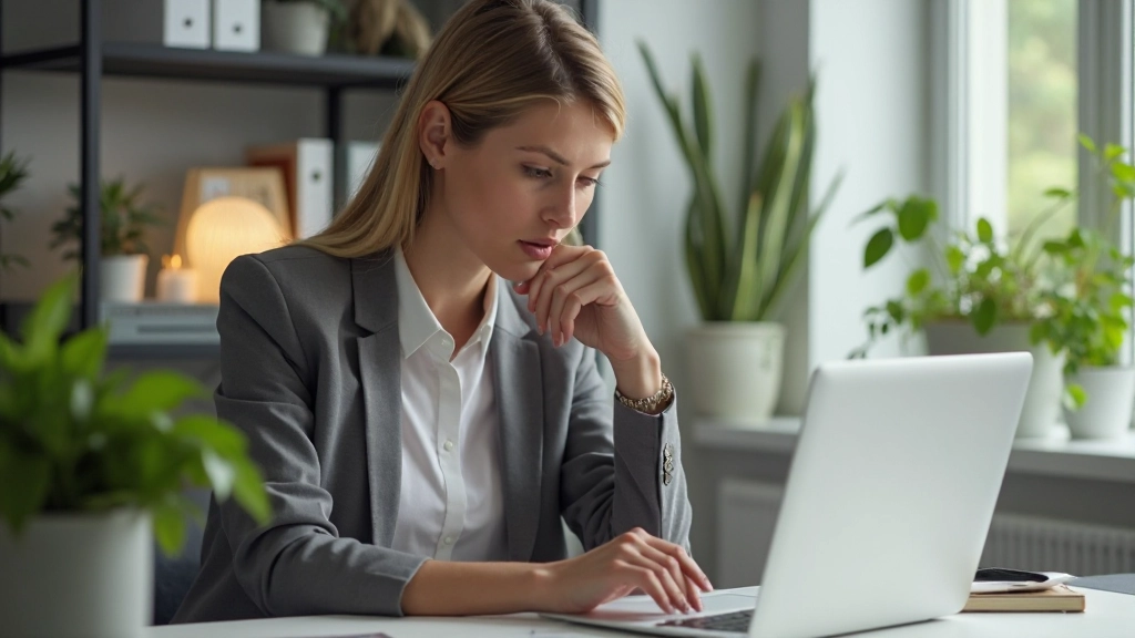 Person sicher auf Laptop arbeitend, Blockchain und Sicherheits-Icons um sie herum